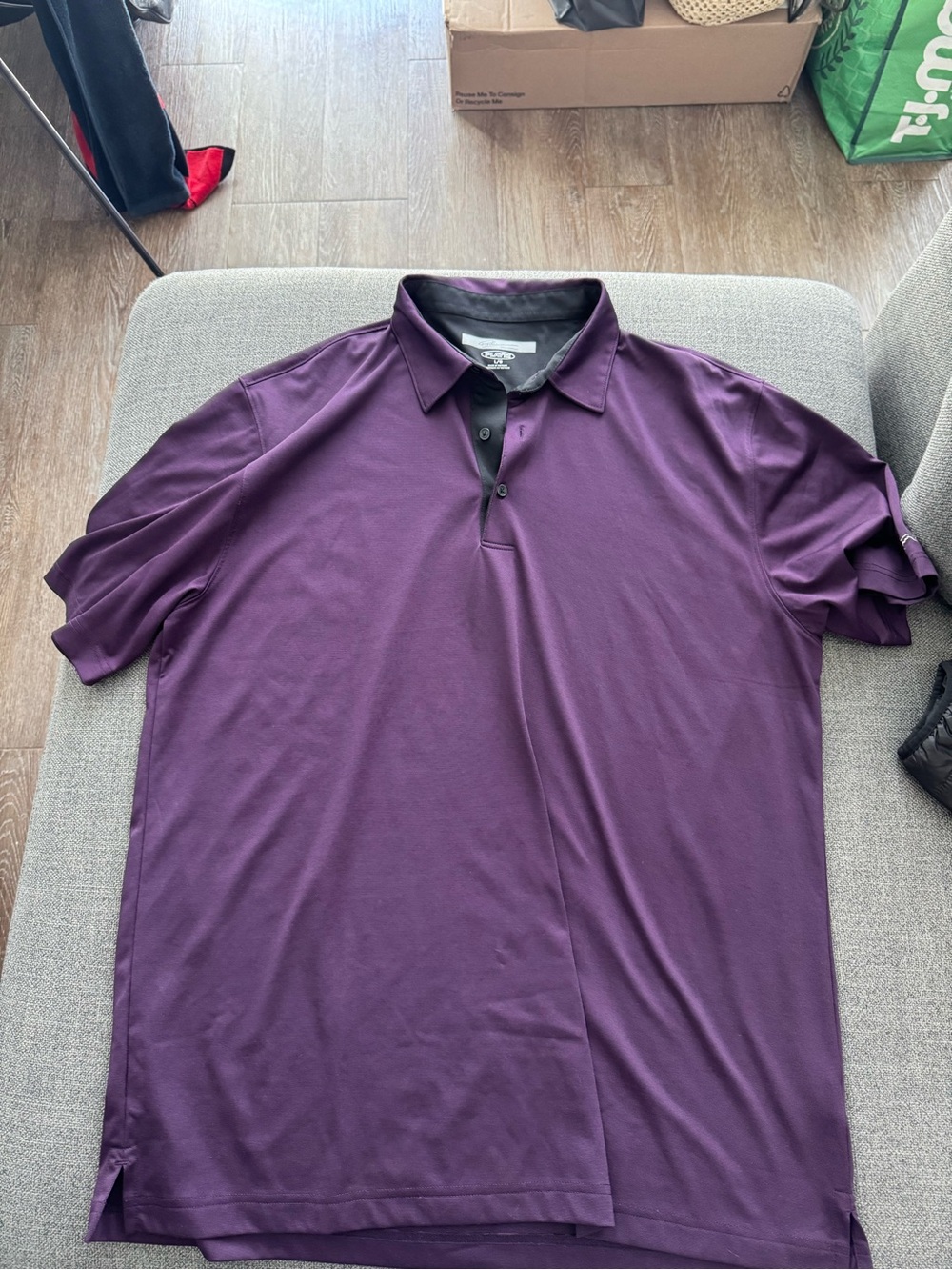 Greg Norman Collection Purple Performance Polo with Contrast Collar
